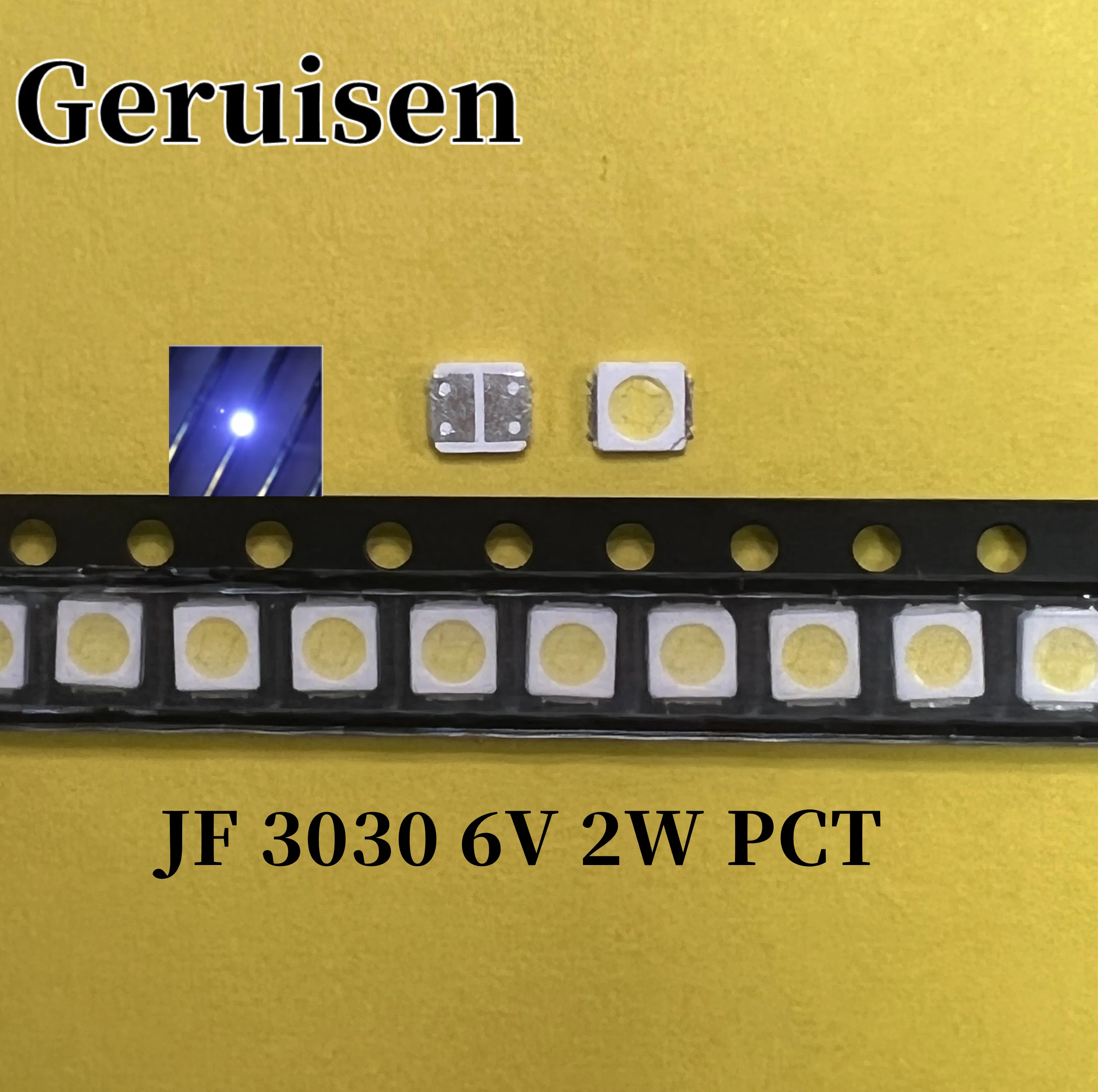 100 шт./лот для подсветки телевизора JUFEI 3030 6 в 2 Вт 2-чип PCT LED SMD Холодный белый