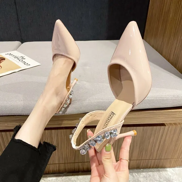 

Low Sandals Woman Leather Low-heeled Rome PU Fabric Hoof Heels Slides Rubber Low Sandals Woman Leather Low-heeled Rome PU Rubber