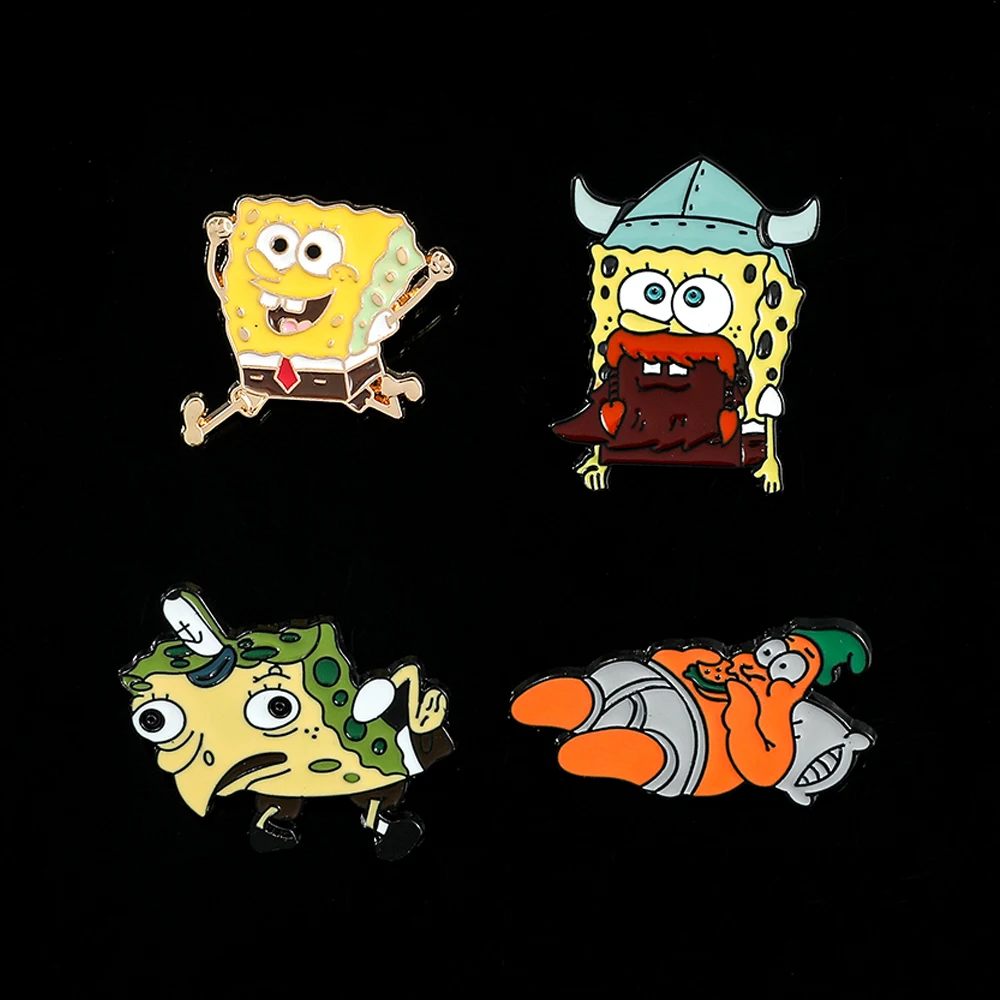 

Anime Acrtoon Figure SpongeBob SquarePants Enamel Brooch Jewelry Patrick Star Cute Pin Interesting Badge Clothing Accessories