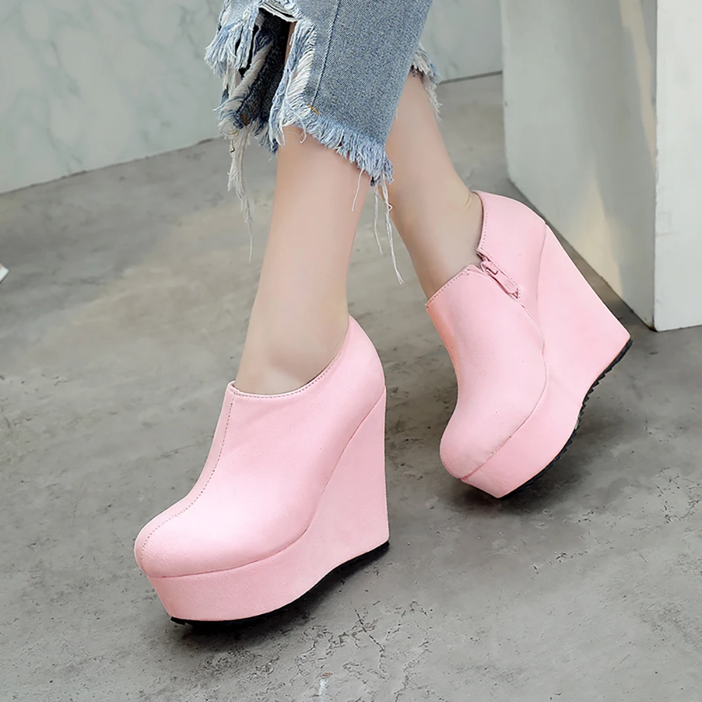 

Thick-Soled Slope With Increased Ankle Boots Plush Lining Ultra-High Waterproof Platform Lightweight Catwalk Women’S Short Boots