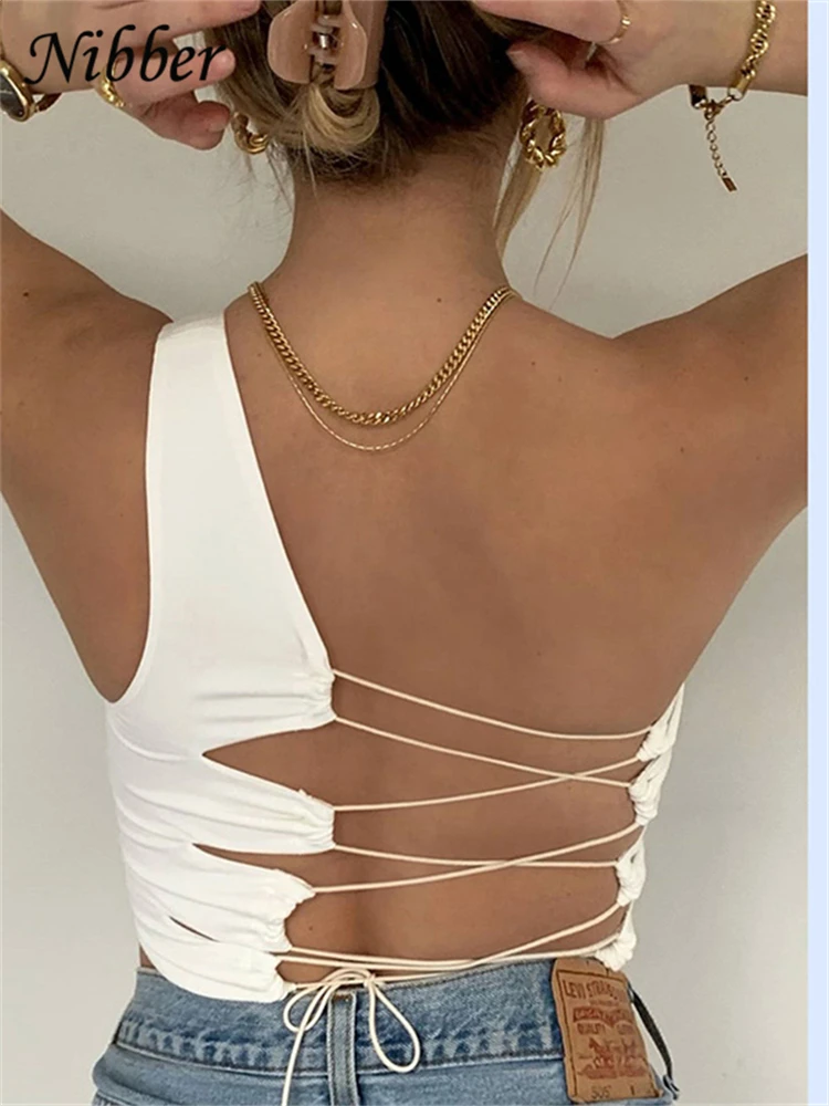 Nibber шикарный сексуальный бандажный клубный Топ женский топ с лямкой через шею