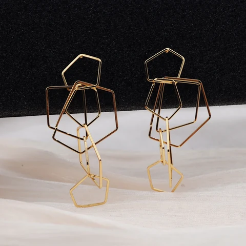 Золотые винтажные серьги-капельки zhenshecai