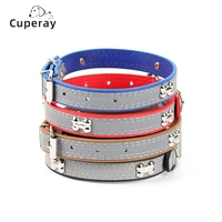 reflective dog collarsoft microfiber breathable pet collar adjustable pvc rivets sturdy metal buckle for small medium large dog