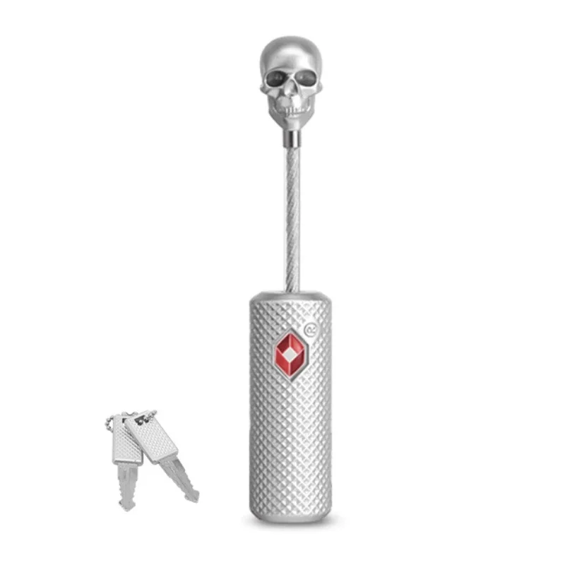 

1 шт., утолщенный трос, навесной замок, замок для багажа, форма черепа, цинковый сплав, серебристый, черный для шкафчиков для чемодана, рюкзака