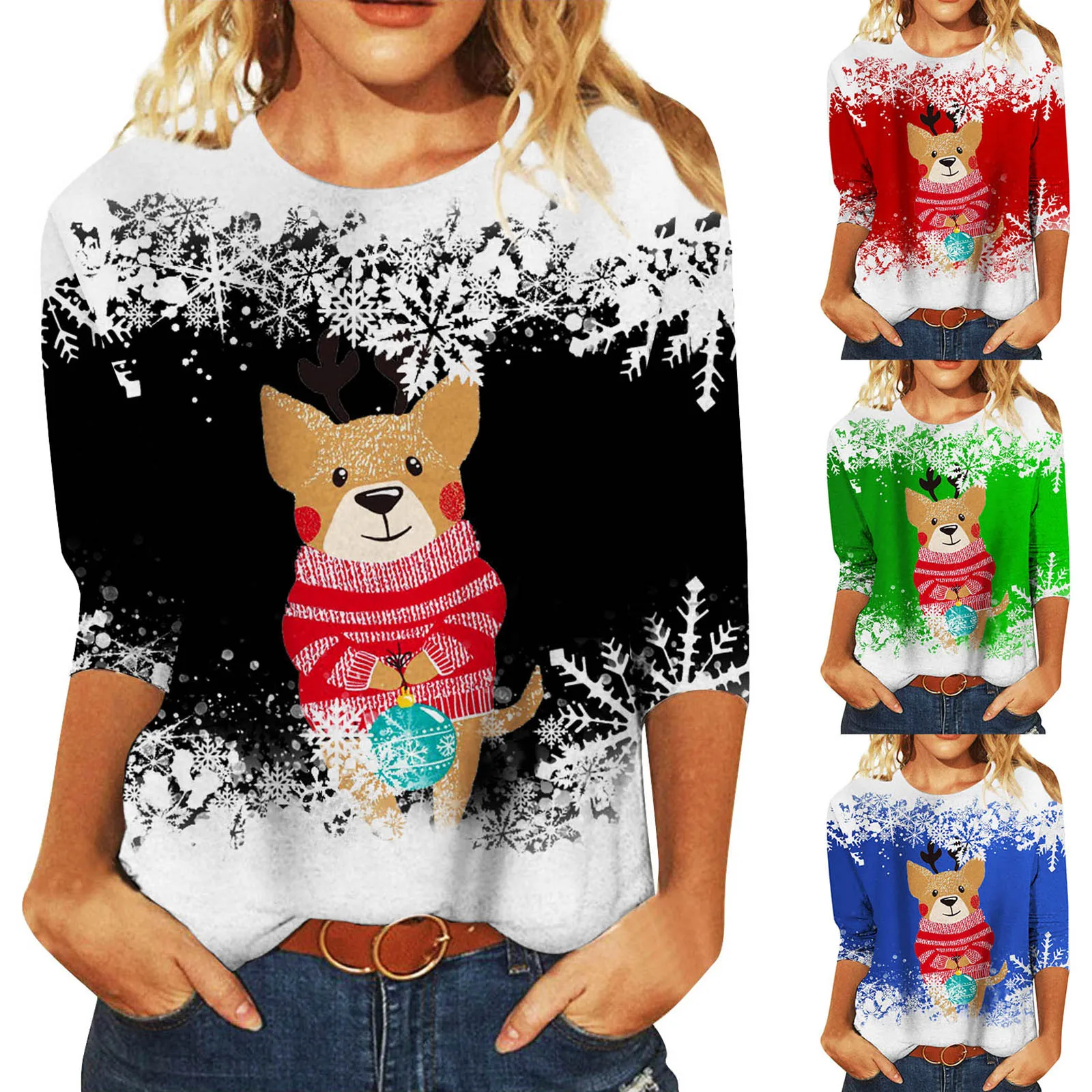 

Футболка женская с круглым вырезом и рукавом средней длины