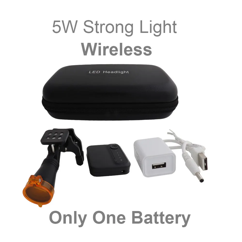 Беспроводная Фара 5 Вт налобный фонарь с 1 батареей Регулируемая лампа для