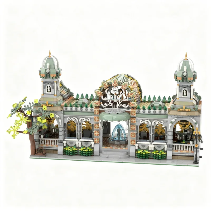 Фото 4632 детали MOC Эльфийская железнодорожная станция 10316 Ривенделл Модульная модель уличного пейзажа Строительные блоки Конструктор Рождественские подарки Игрушечные кирпичики №4