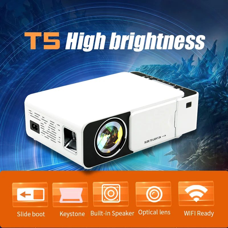

T5 MIni LCD Projector Native 600P Support 1080P 30-170 Inch Home Cinema Theater Portable Wired/Wireless/Smart Beamer for PS5