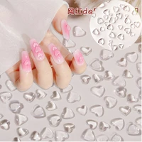 100pcs 3d transparent love heart charms for nail art decoration clear resin nail charms rhinestone jewelry for manicure access