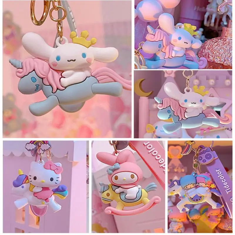 

Kawaii Hellow Kittys Mymelody Cinnamoroll Little Twin Stars Sanrio Plush Cartoon Cute Silicone Keychain Bag Ornament Girls Gift