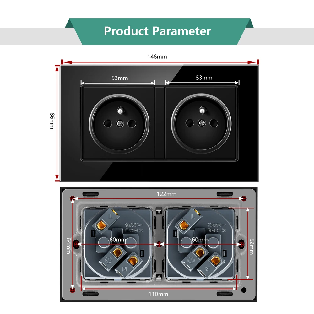 Электрическая розетка BONDA французская стандартная из хрустального стекла 146 мм *