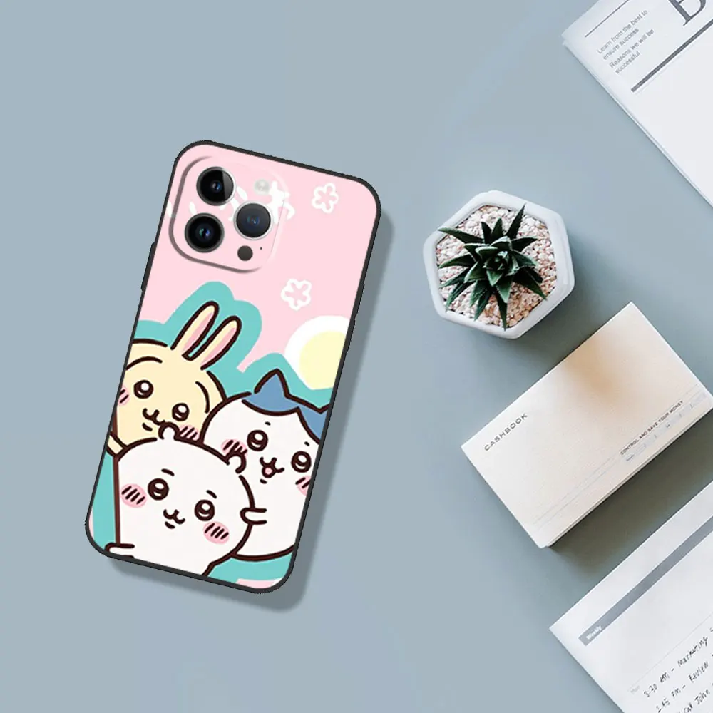 Cute C-Chii K-Kawa Catroon Phone Case For Samsung A03 A04 A05 S A13 A14 A22 A34 A53 4G5G S22 S23 ULTRA Black Soft Silicone Cover