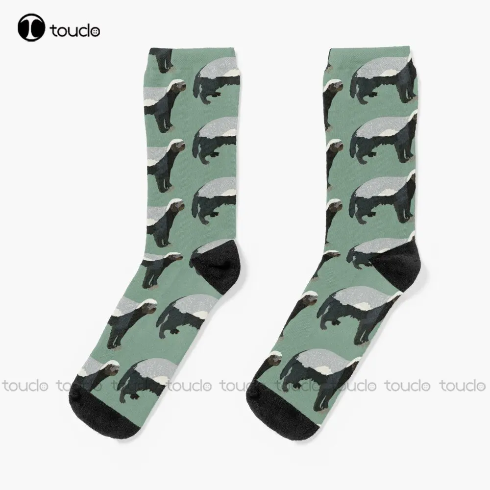 

H Is For Honey Badger Animal Zoo Animal Socks Womens Black Fun Socks Christmas New Year Gift 360° Digital Printing Streetwear