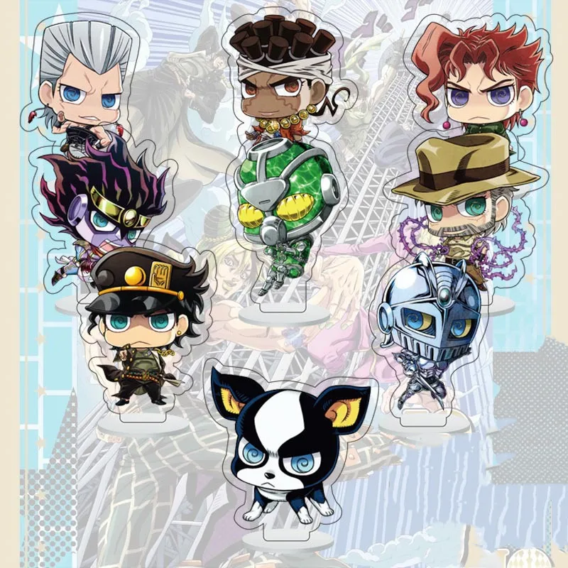 

9pcs/Set Anime JoJos Bizarre Adventure Arcylic Stand Kujo Jotaro HIEROPHANT GREEN Keychain Cosplay Accessories For Fans Gift 6CM
