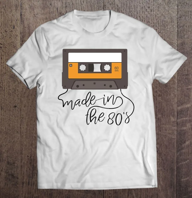 

Футболка мужская с кассетной лентой, хлопок, рубашка с коротким рукавом, аниме, сделано в 80-е