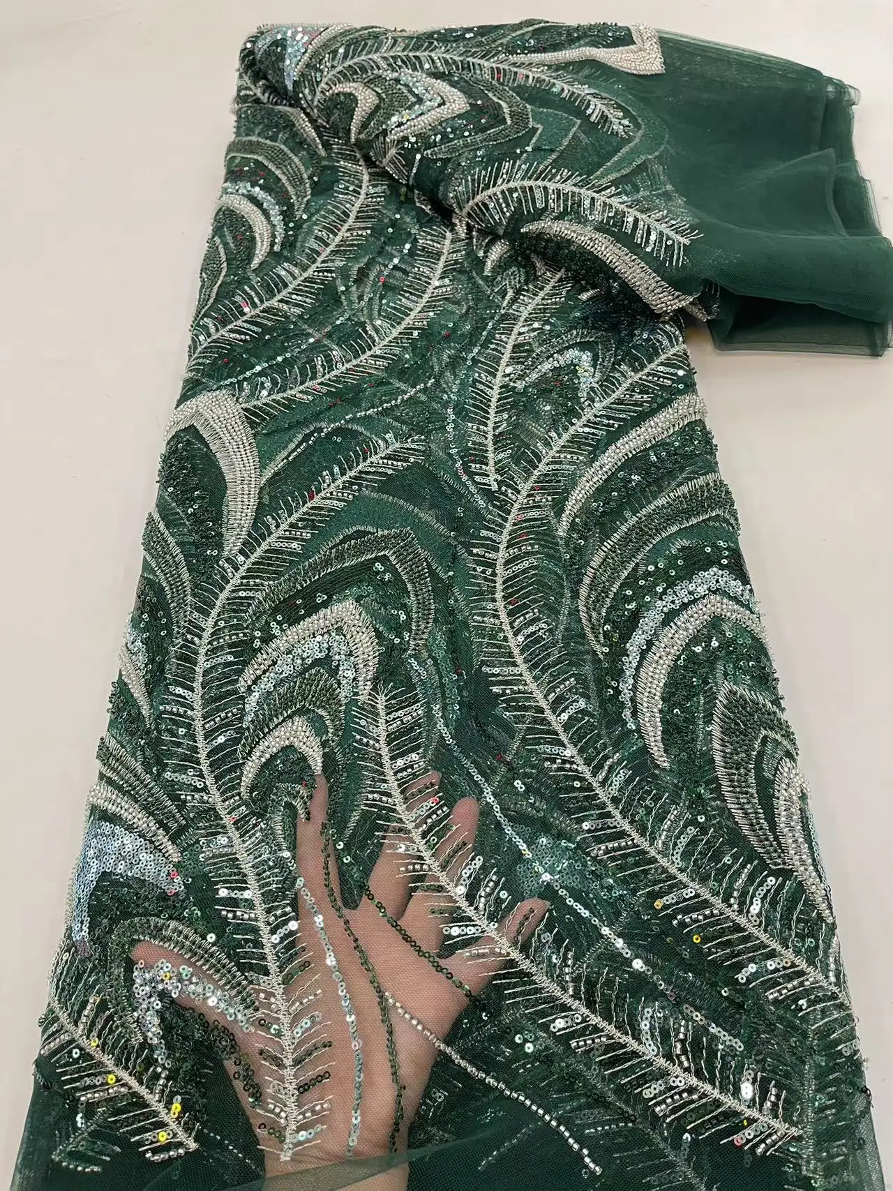 5 ярдов 2024 новинка лучшее качество изящная мягкая вышитая бисером кружевная