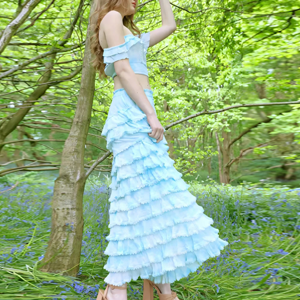 TWOTWINSTYLE Лоскутные комплекты из двух предметов с оборками для женщин топ без