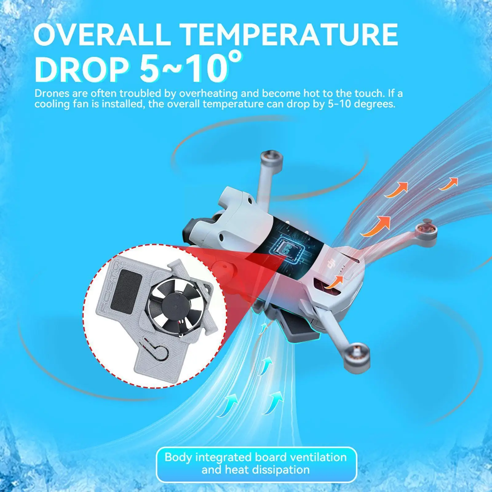 

For DJI DJI Mini 3 Pro Drone Cooling Fan Drone Body Heat Accessories Noise Flight Reduction 3-speed Heat Sink Adjust Dissip I0I9