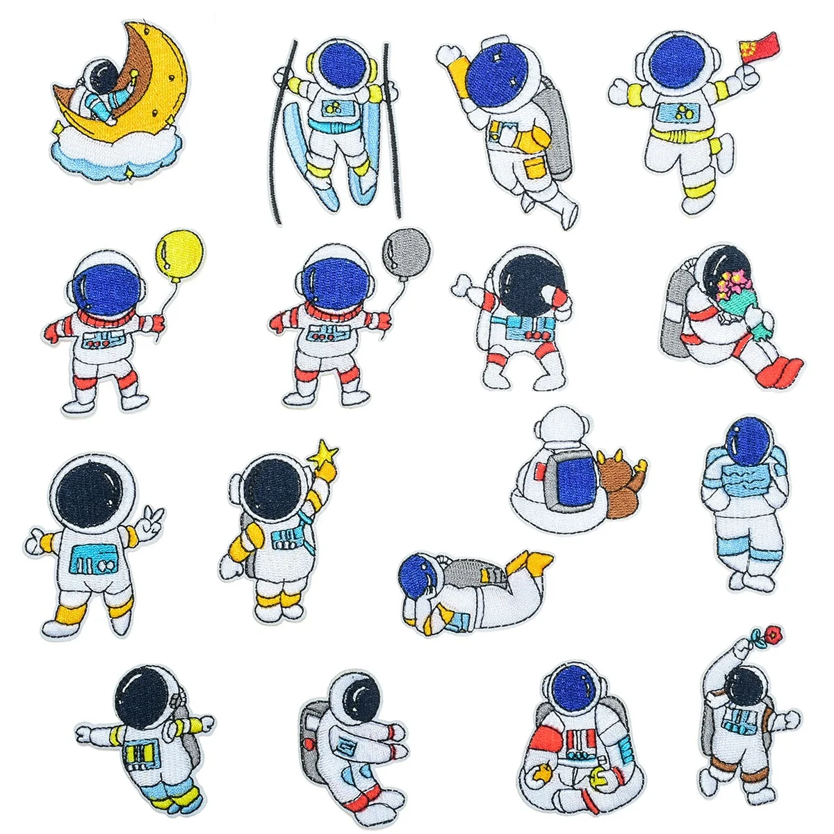 

17Pcs Cartoon Space Astronaut series applique for on Sew repair child Pants Clothes Ironing Embroidered Patches Jeans Sticker