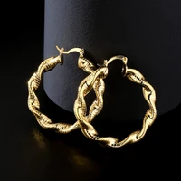 2022 new golden twisted hoop earrings for women jewelry
