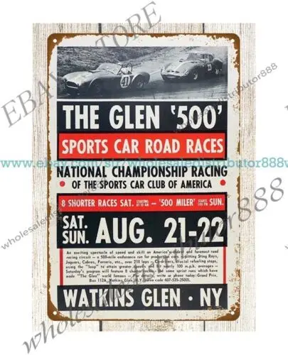 Настенный декор для ванной комнаты 1964 спортивный автомобиль Glen 500 дорожные гонки