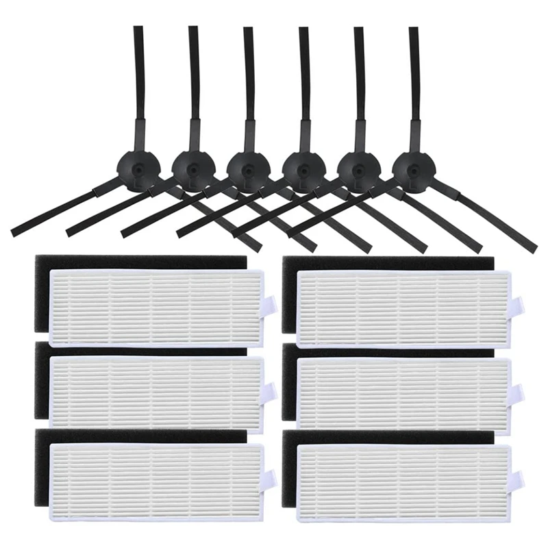 

EAS-Vacuum Cleaner Accessories,Replacement Filter & Side Brush Kit Compatible For ILIFE A6 A4 A4S Robot Vacuum Cleaner