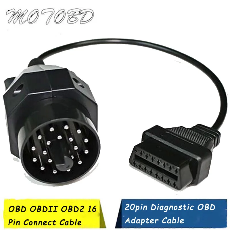 

OBD 2 OBD II Adapter for BMW 20 Pin To OBD2 16 PIN Female Connector E36 E39 X5 Z3 20pin Diagnostic Cable for BMW 20 Pin