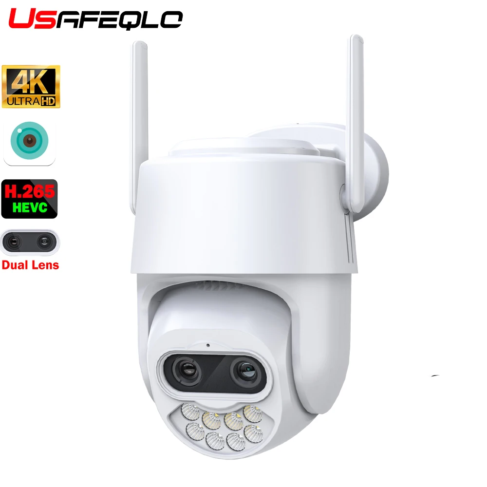 

IP-камера видеонаблюдения H.265, 8 Мп, 4K, PTZ, 8-кратный зум, двойной объектив, датчик присутствия, уличная камера видеонаблюдения, Wi-Fi, ICSEE APP