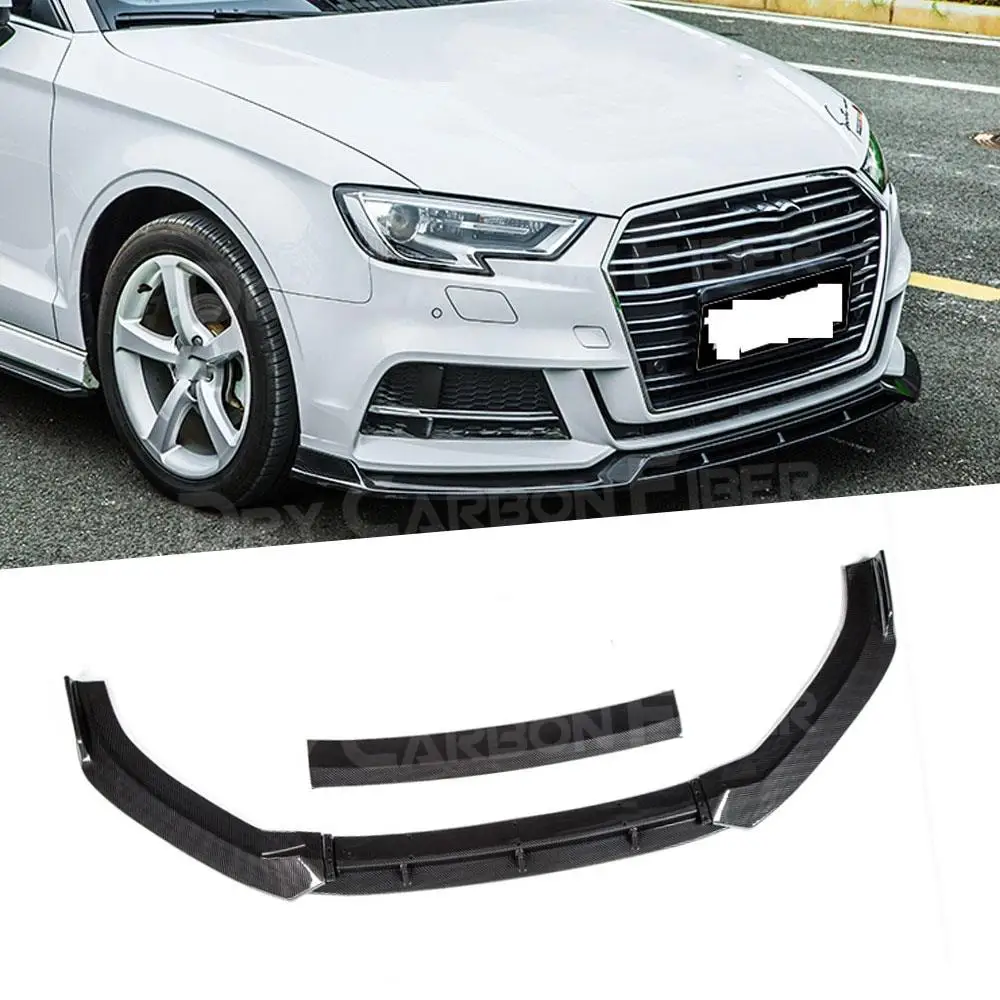 Спойлер на передний бампер для Audi A3 Sline S3 Not Standard 2017 2018 2019 ABS Carbon Look Black Head Chin Guard
