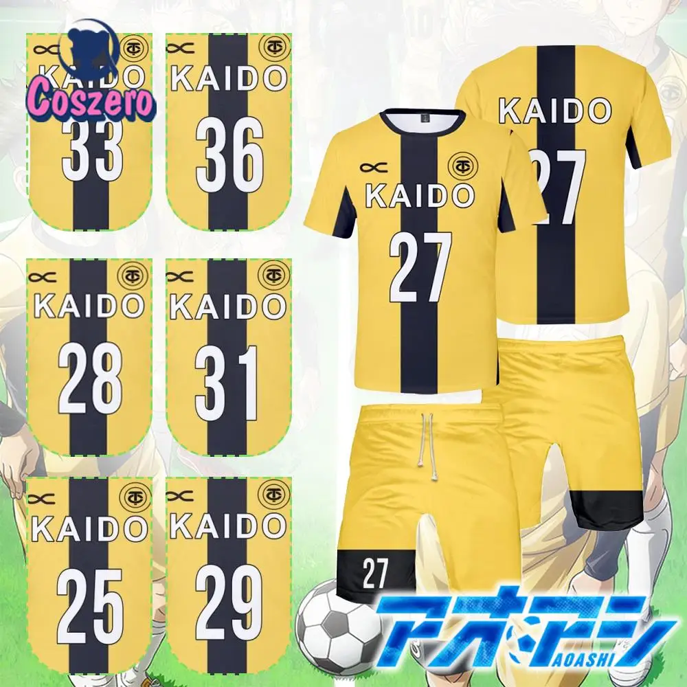 

Ao Ashi Cosplay Costume KAIDO Football Jersey Sportswear Ashito Aoi Eisaku Keiji Uniform Yuma Kanpei Motoki Jun Marchs Asari Tee