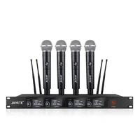 professional 4 channel uhf wireless microphone system with four handhelds headsets dynamic mic