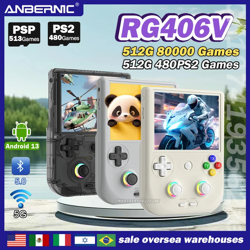 НОВАЯ портативная игровая консоль ANBERNIC RG406V 4IPS сенсорный экран Android 13 RGB-подсветка