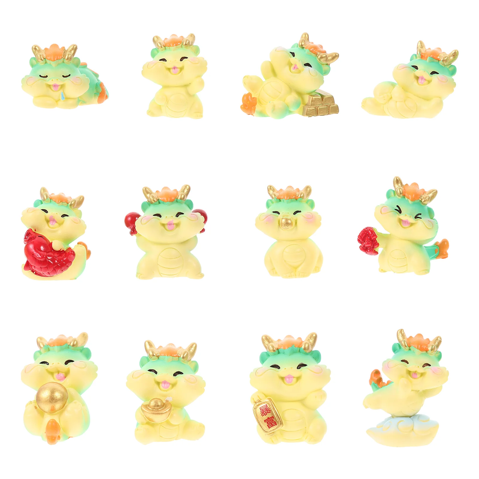 

12 Pcs Desktop Adorn Dragon Toys Kids Cute Resin Decorations Zodiac Figurine Tiny