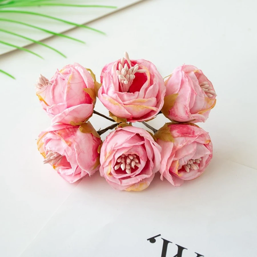 

6 Упаковок Искусственных Роз, Шелковые Тычинки Для Свадебного Букета, Домашний Декор, Бонсай, Сделай Сам