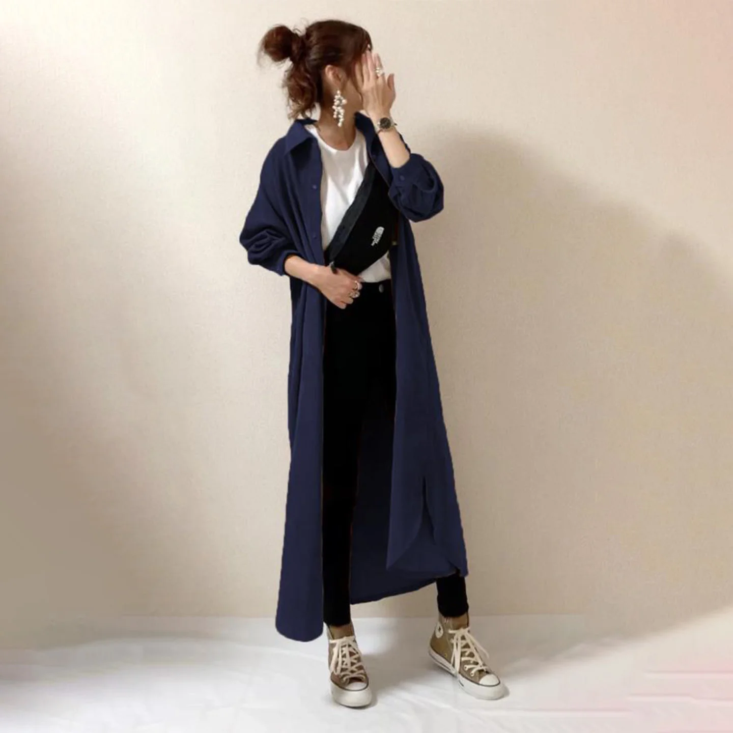 

Autumn 2022 Japan And South Korea Lotte New Loose Slim Long Sleeve Cardigan Shirt Women's Dress