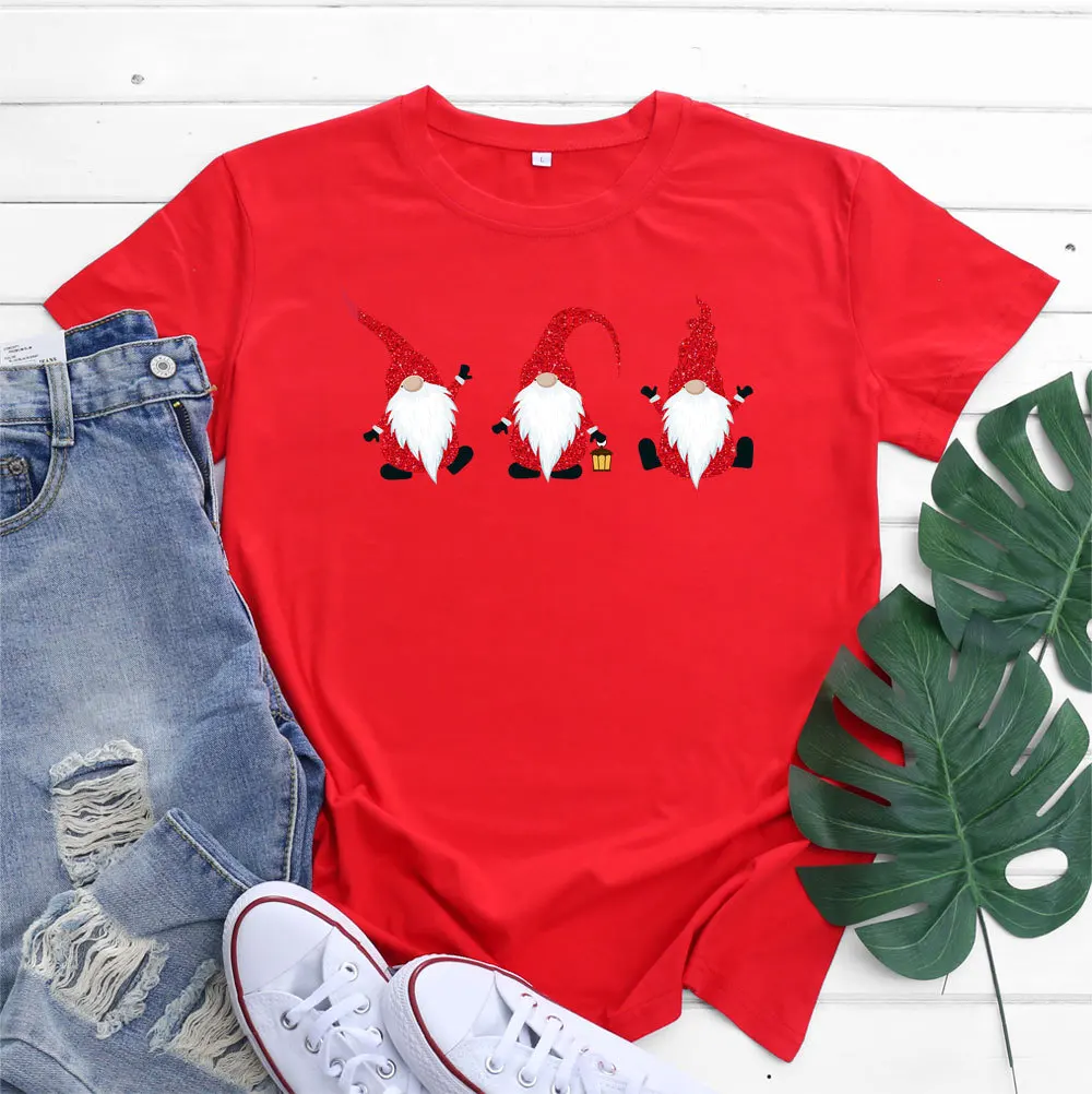 

Women's Christmas round collar pure cotton short sleeve T - shirt Women's casual fashion T - shirt graphic t shirts y2k top