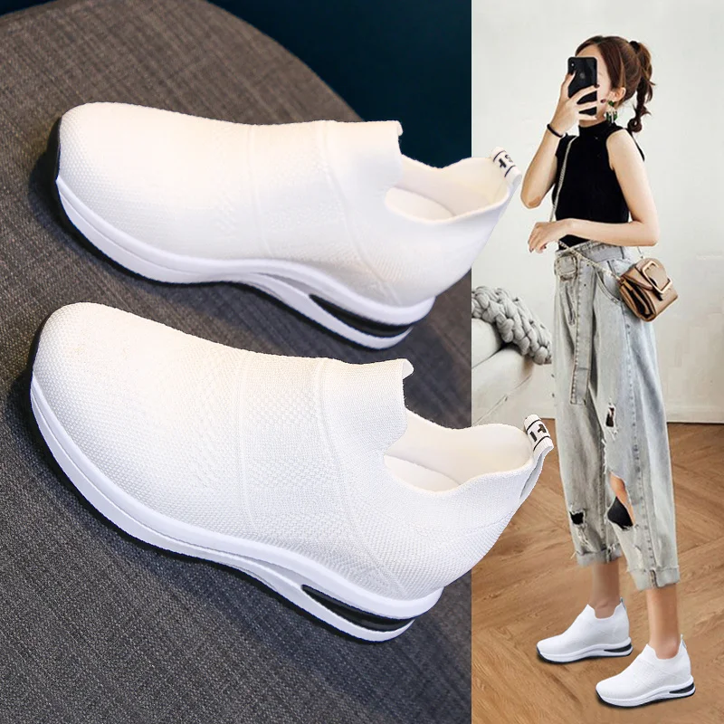 New Women Platform Sneakers Spring Fashion Women Vulcanize Shoes Lace-up Mesh Breathable Women Casual Shoes Tenis Feminino