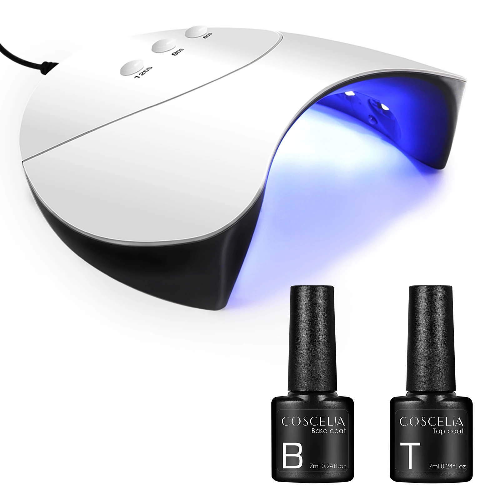 

COSCELIA UV LED Nail Dryer Lamp with Base Coat Top Coat Functional Gel Nail Polish Soak Off Varnish Nail Art Tools Manicure Set