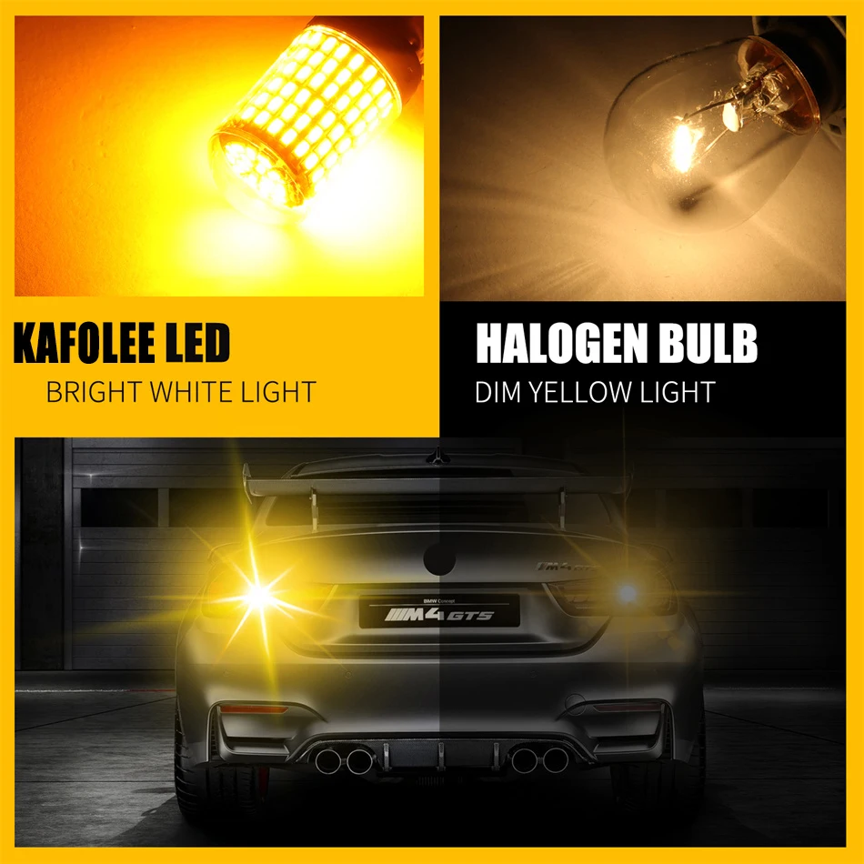 

KAFOLEE 2 лампы T20 W21W 7440 Led без сверхвспышки задний и задний поворотный сигнал лампы Canbus без ошибок чипсет 3014 144SMD