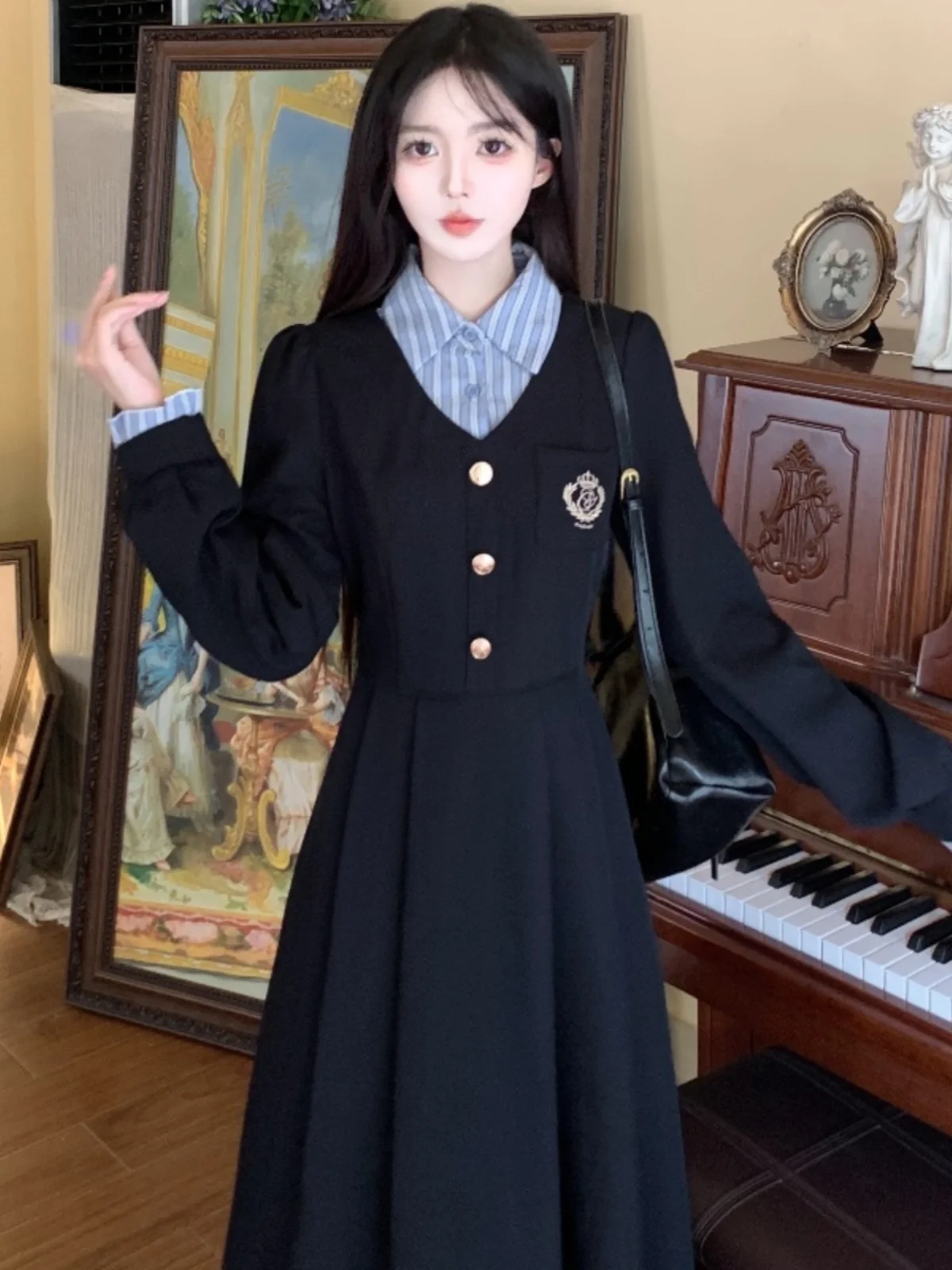 Американская винтажная рубашка лоскутное многослойное платье одежда больших