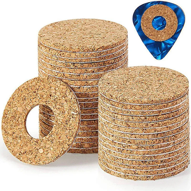 

100Pack Guitar Pick Non Slip Grip And 18 Mm Sticked On Guitar Pick Grip Brown Guitar Pick Cork Grip With Tape Hole