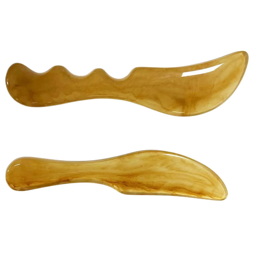 

2 Pcs Scraping Board Gua Sha Tool Massage Portable Large Guasha Face Body Resin Beeswax Tools