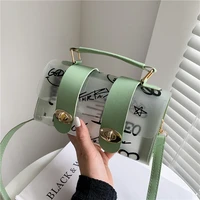 2022 luxury women shoulder bag pvc transparent graffiti designer ladies purse mint green mobile purse crossbody bags handbag