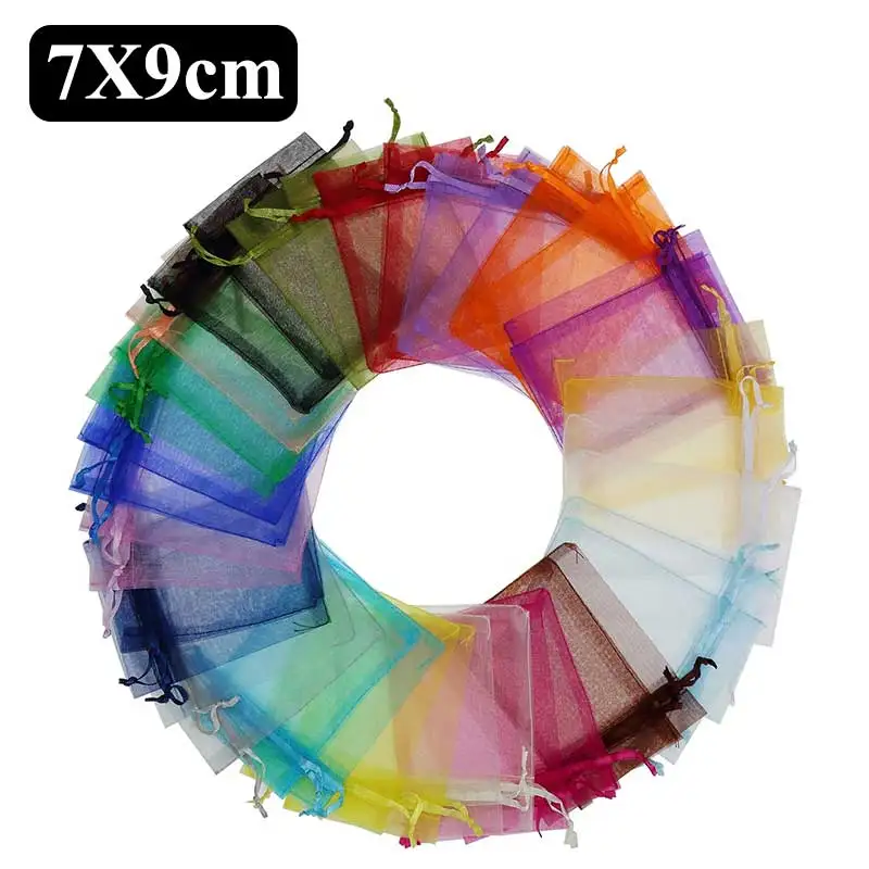 

100 шт., тюлевые сумки из органзы, 7 Х9 см