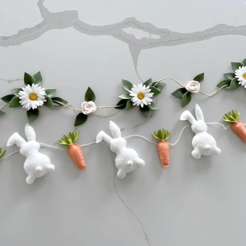

Фетровая Пасхальная гирлянда из фетра, украшение в виде зайчика, пасхальные аксессуары для домашнего декора, пасхальные подарки