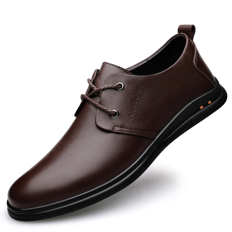 

Genuine Leather Male Dress Shoes All Season Lace Up Business Men's Casual Shoe Trendy Office Work Leather Shoes For Men