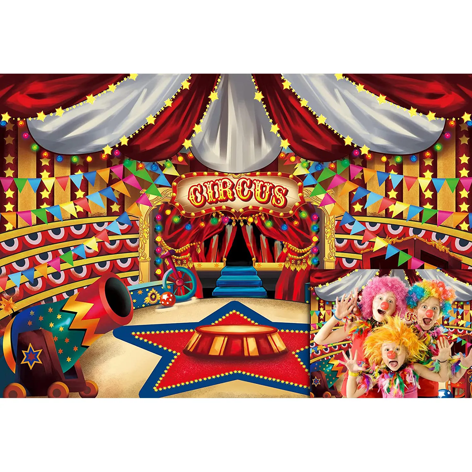 

7x5ft Circus Red Tent Party Backdrop Happy 1st Birthday Baby Shower Photography Background Table Decoration Banner Photo Booth