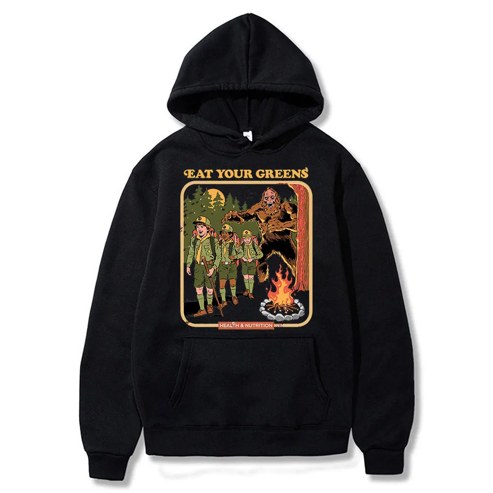 

Eat Your Greens 90s Vintage Unisex Black Hoodie Men Women Oversized Graphic Hooded Sweatshirts Cotton Long Sleeve Tracksuit