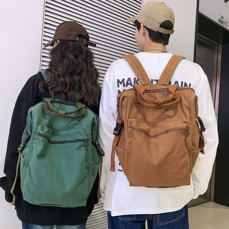 

WR Brand Women Backpack Large Capacity Daypacks Canvas Female Bag Brown Unisex Student School Bag Quality Mochilas Para Mujer