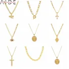 Ожерелье женское из цепочки до ключиц и кулона сглаза с покрытием из 18-каратного золота